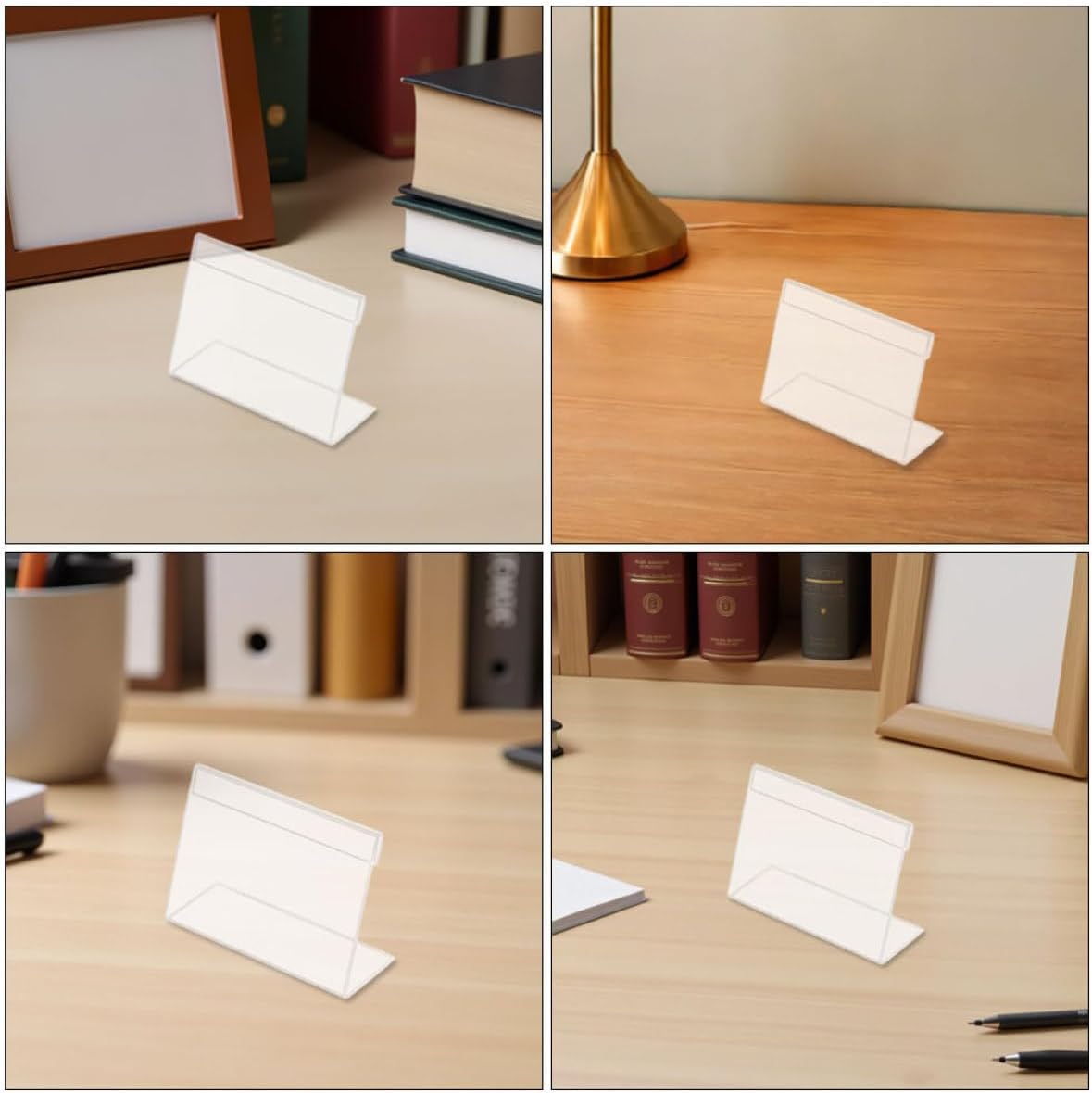 PATKAW 30pcs Acrylic L Shaped Sign Display Holder for Name Cards