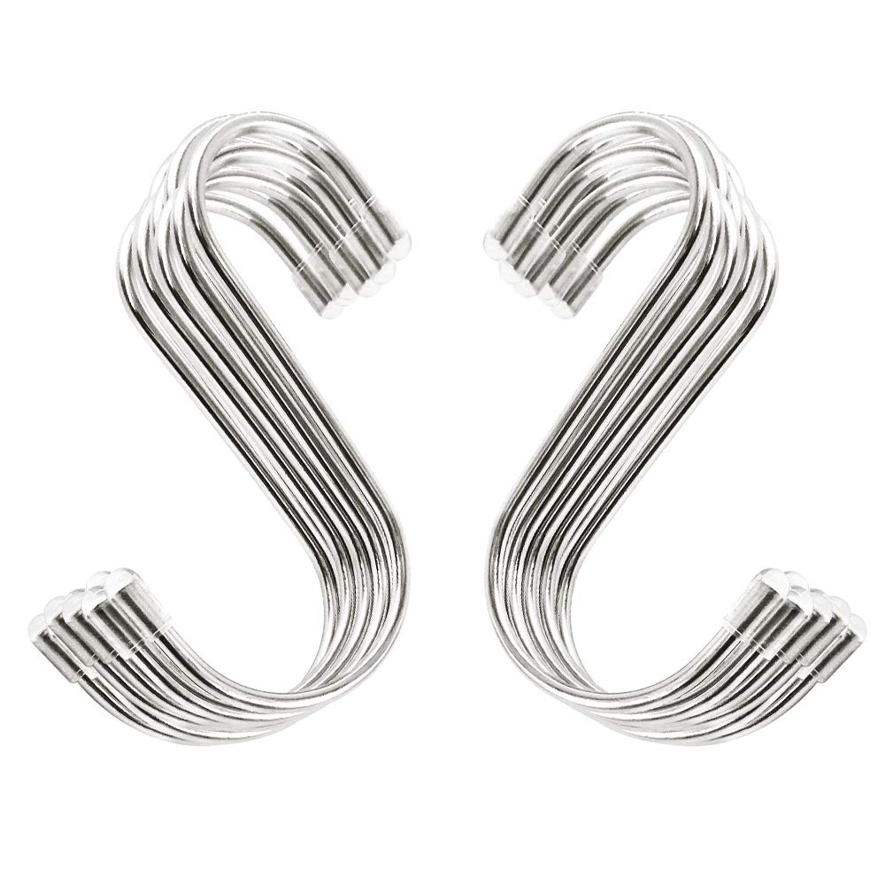 Closet Kitchen Metal Hanging Hooks,20 Pack 3.4" S Shaped Hooks Stainless Steel Metal Hangers Hanging Hooks