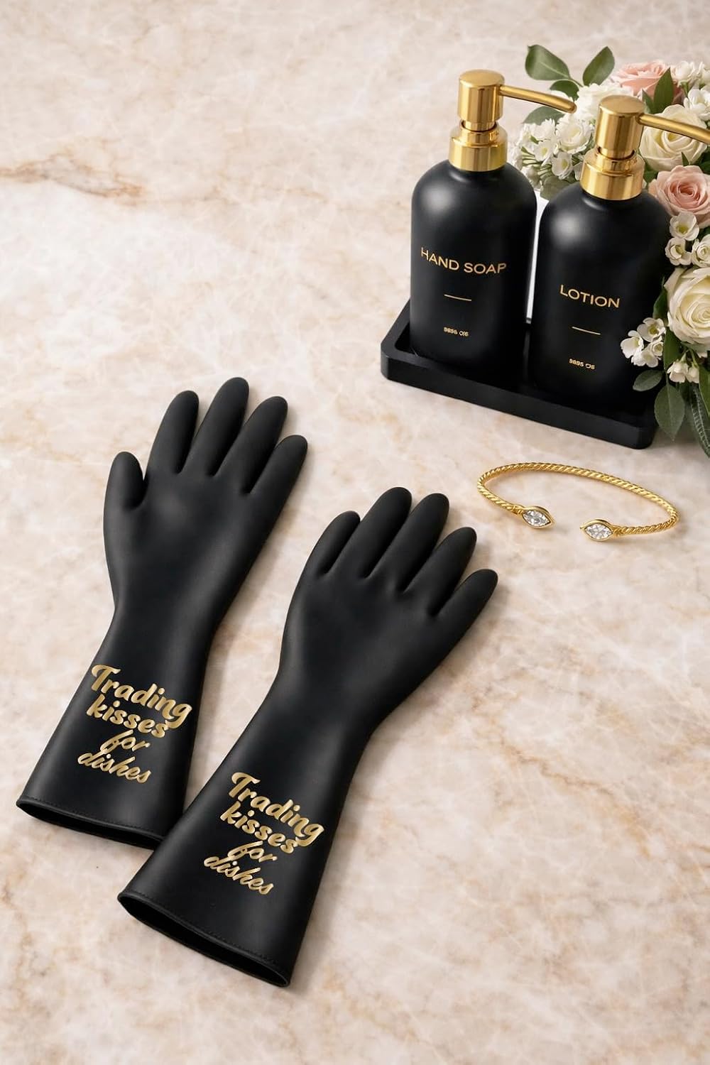 We Glove It™ Chic Black Dishwashing Gloves – Stylish, Reusable & Fun Gift with Flirty Sayings for Kitchen Cleaning image 3