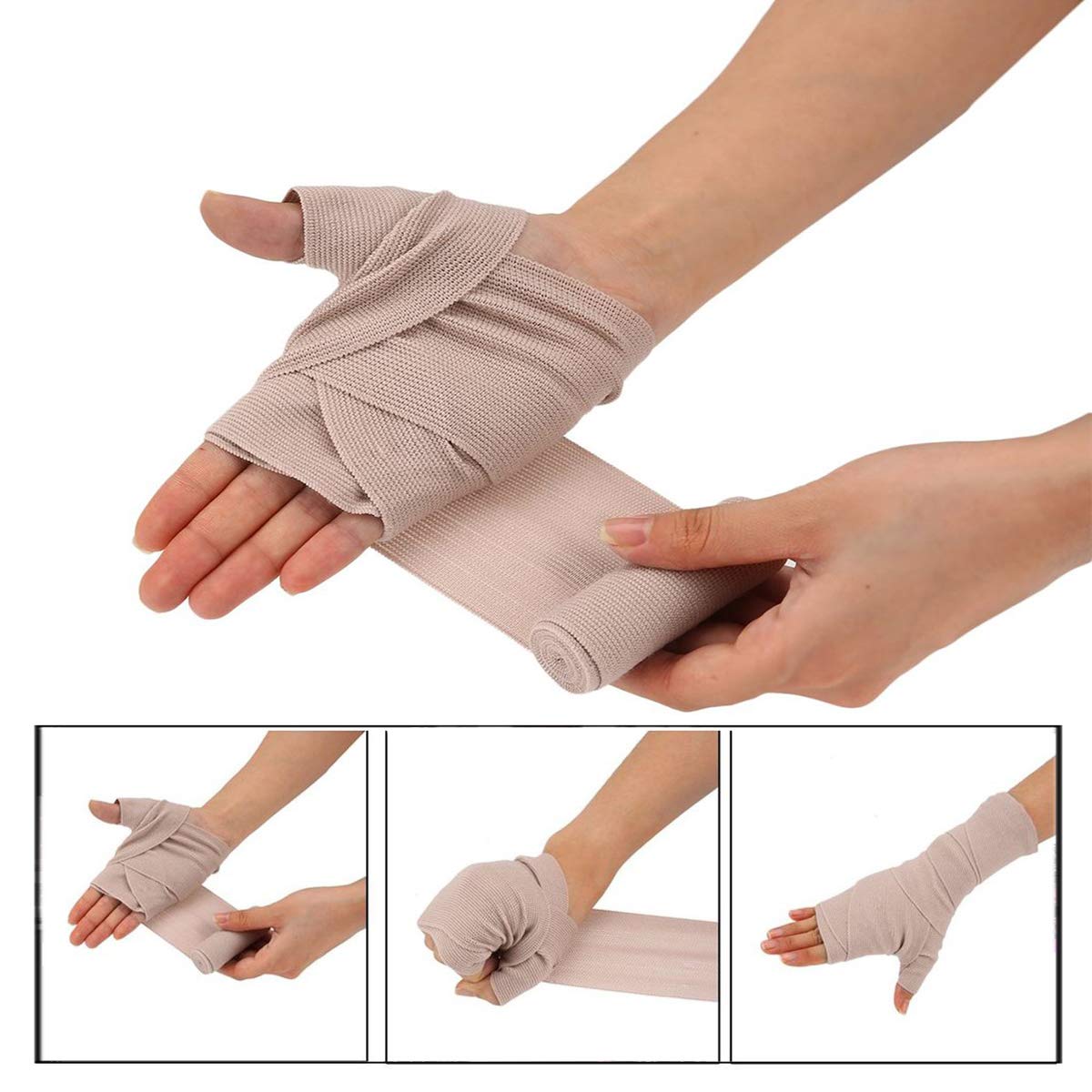 Simsky 5 Bende Elastiche In Crepe Riutilizzabili: Compressione Per Ginocchia, Caviglie, Polsi (5cm X 4,5m) - 2
