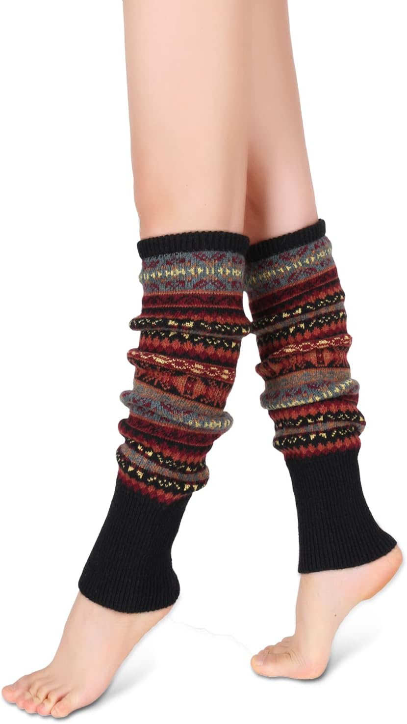 Benefeet Sox Leg Warmers for Women Girls Wool Knit Leg Warmer for Winter Bohemian Patterned Long Leg Warmer - Image 3