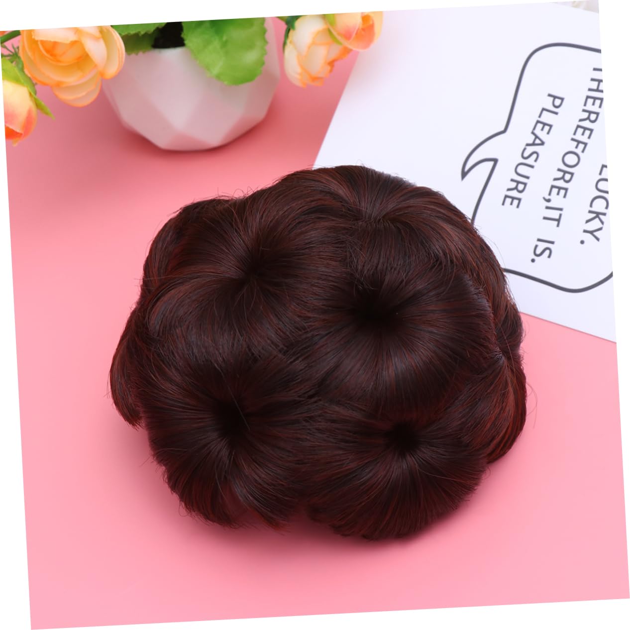 CALLARON 1Pc Flower Design Synthetic Hair Updo Clip Bun Hair Chignon Clip for Women Dark Brown Easy to Use Hair Bun Accessory for Volume and Fullness Durable and Stylish Hair Decoration