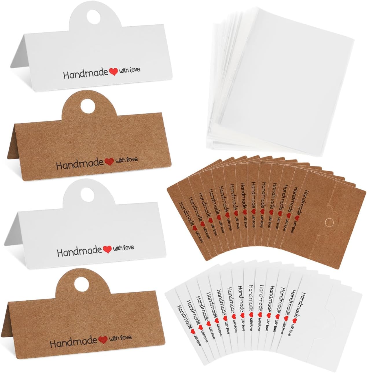 200pcs Kraft Paper Cards Jewelry Display Bags Earring Packaging for Small Business Handmade Jewelry Holder Cardboard Bag Bracelet Packaging
