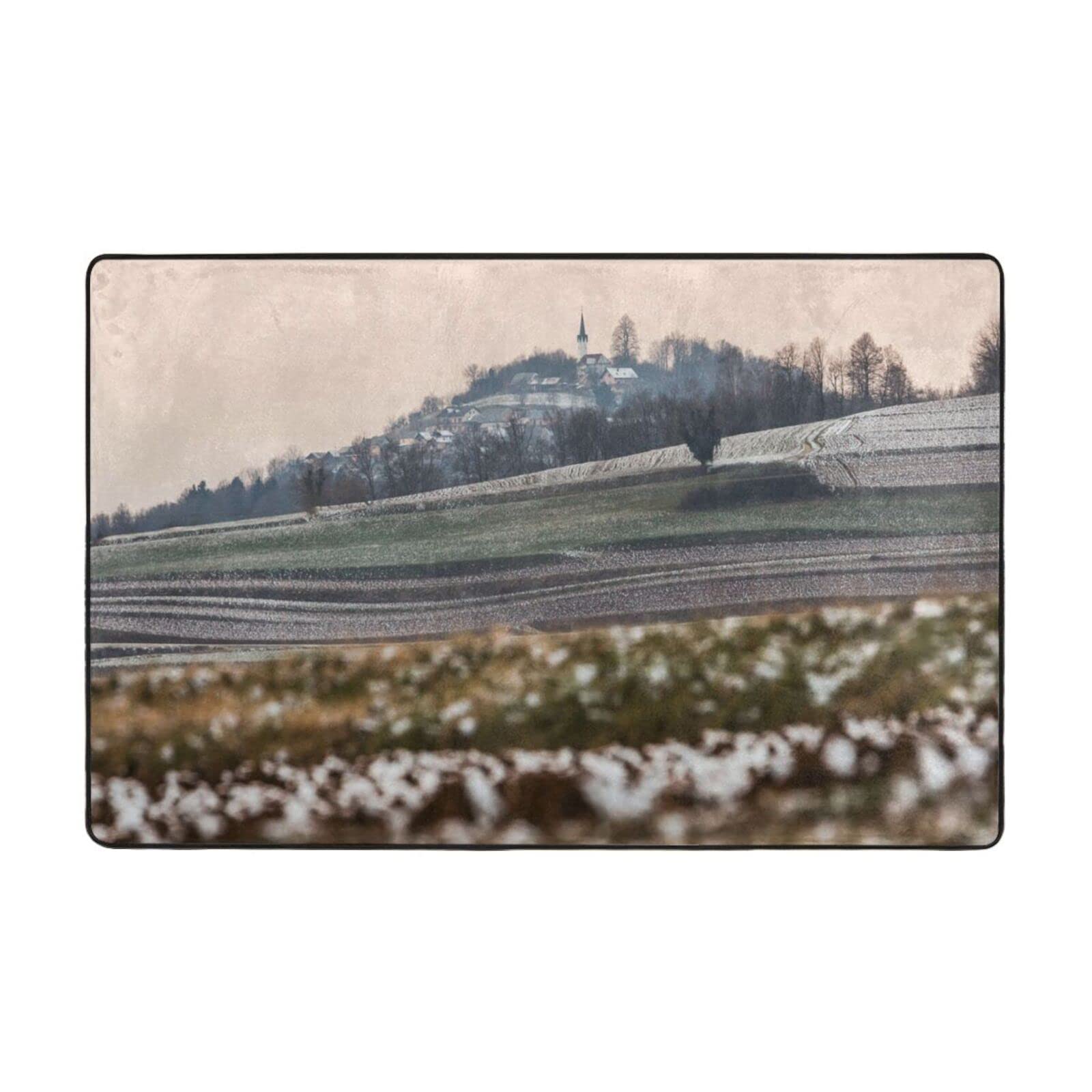 Tapis de couloir style paysage rural slovène - Grand tapis de chambre