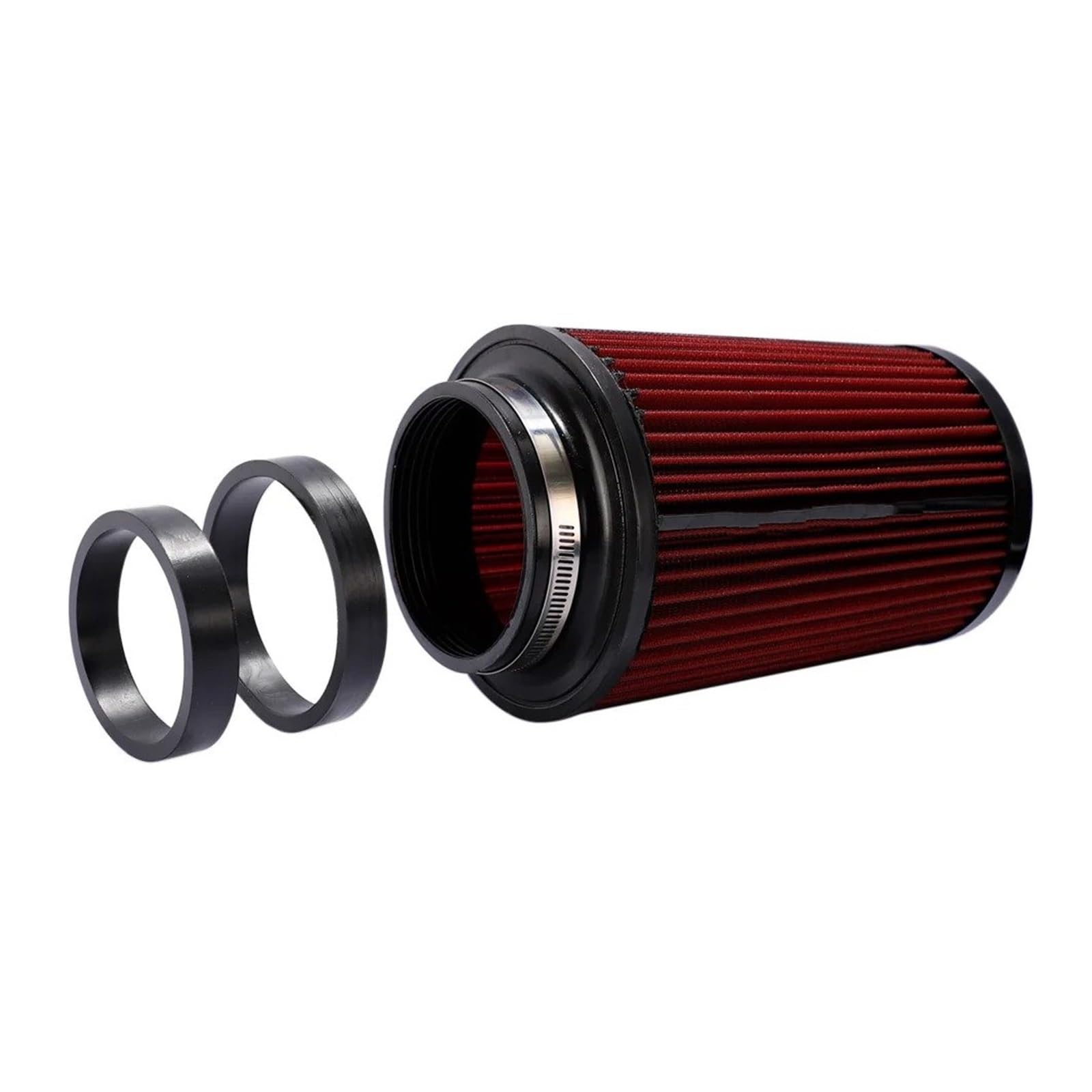 Ansaugschlauch Universal-Auto-Luftfilter Für Rennwagen 76 Mm/89 Mm/101 Mm 2,5 Zoll 3 Zoll 3,5 Zoll High Flow Cold Cone Lufteinlassfilter Luftansaugschlauch(Schwarz)