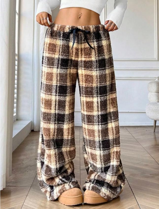 Image of Leopard Pants Women Therian Fuzzy Pajama Pants Y2k Cheetah Pants Grunge High Waisted Fluffy Pants