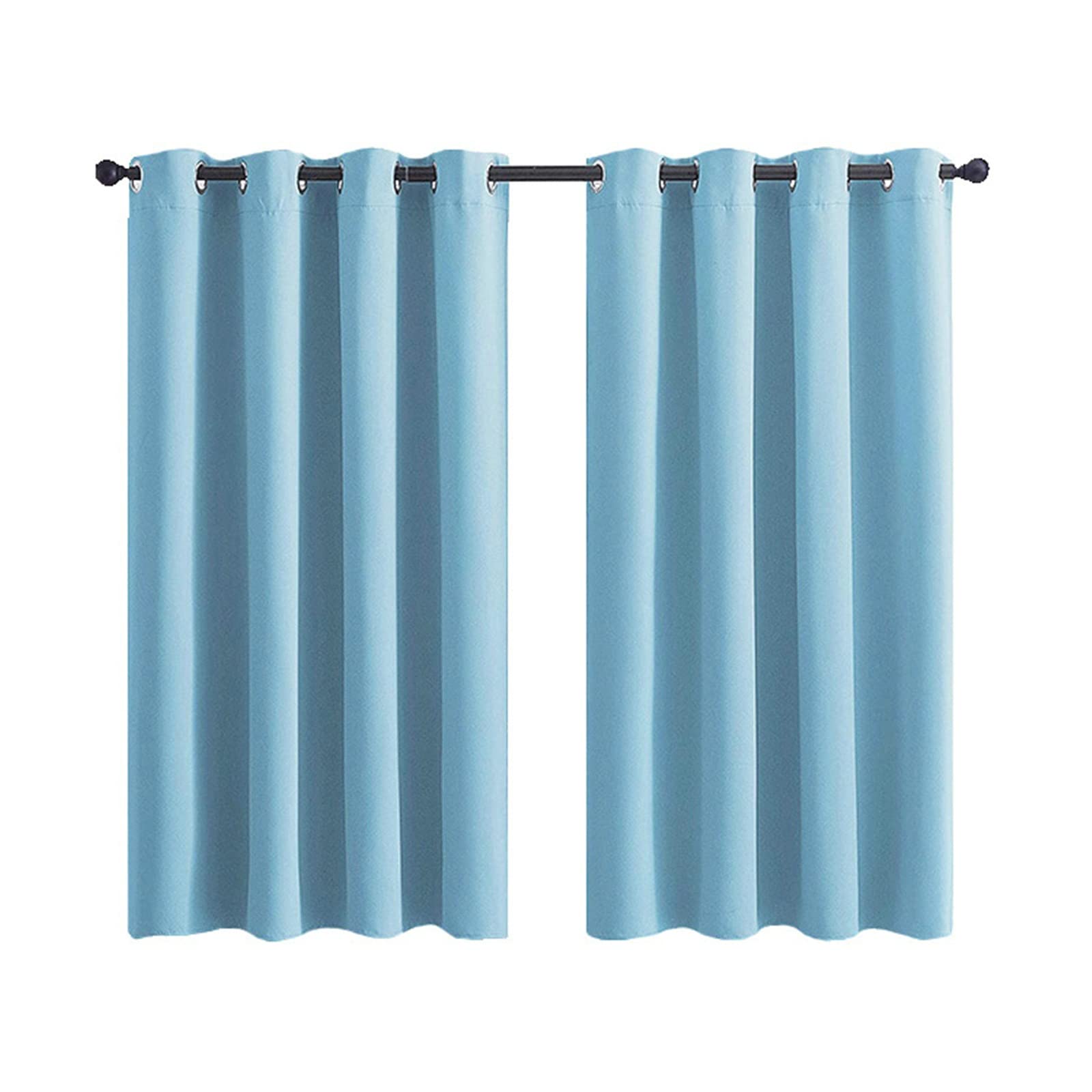 Rideaux occultants bleu clair 264x160cm en polyester uni à oeillets pour salon et chambre