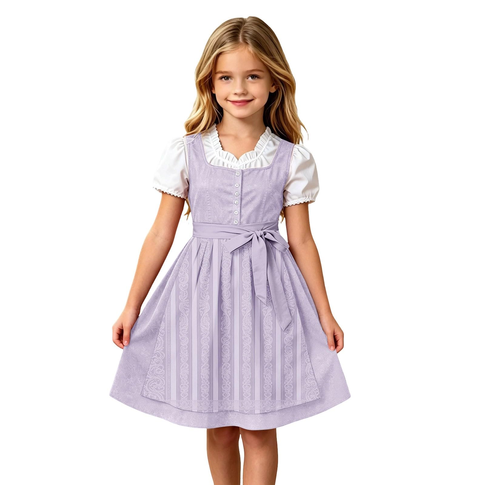 Girls Oktoberfest Costume Bavarian Beer Festival Dirndl Dress with Apron