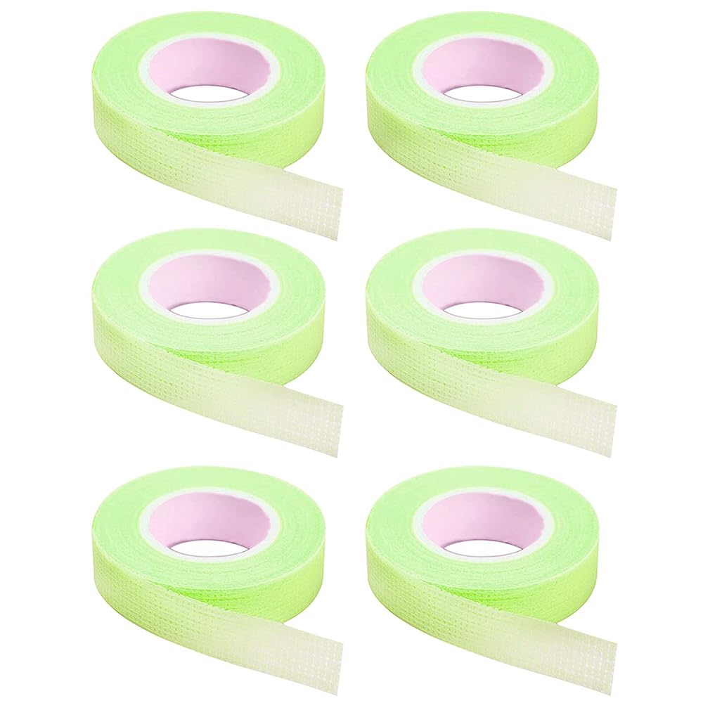 6 Rolls Eyelash Tape, Adhesive Fabric Eyelash Extension Tape, Breathable Micropore Fabric Tape for Eyelash Extension Supplies,9 m/10 Yard Each Roll (Green)