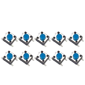 Electronic Spices 6 X 6 X 5mm Blue Color Tactile Momentary Horn Types Push Button Switch Pack of 20pcs