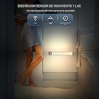 Vista 4 de Iluminación bajo gabinete de 10 pulgadas, paquete de 2 luces recargables con sensor de movimiento para interiores, 5 niveles regulables, luces
