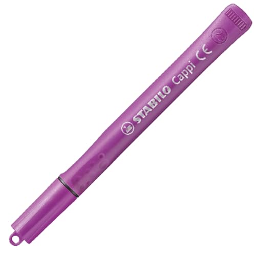 Image of STABILO Felt Tip Pen Cappi Wallet of 12 Assorted Colours | Washable felt-tip pens with clip-on cap-rings kids can wear and a safe vented cap; bright colours; set of 12