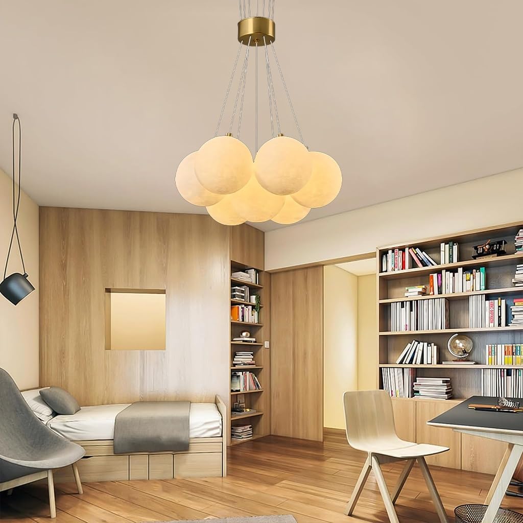 Suspension moderne îlot de cuisine haut de gamme 7 lampes blanches à bulles style nordique chic