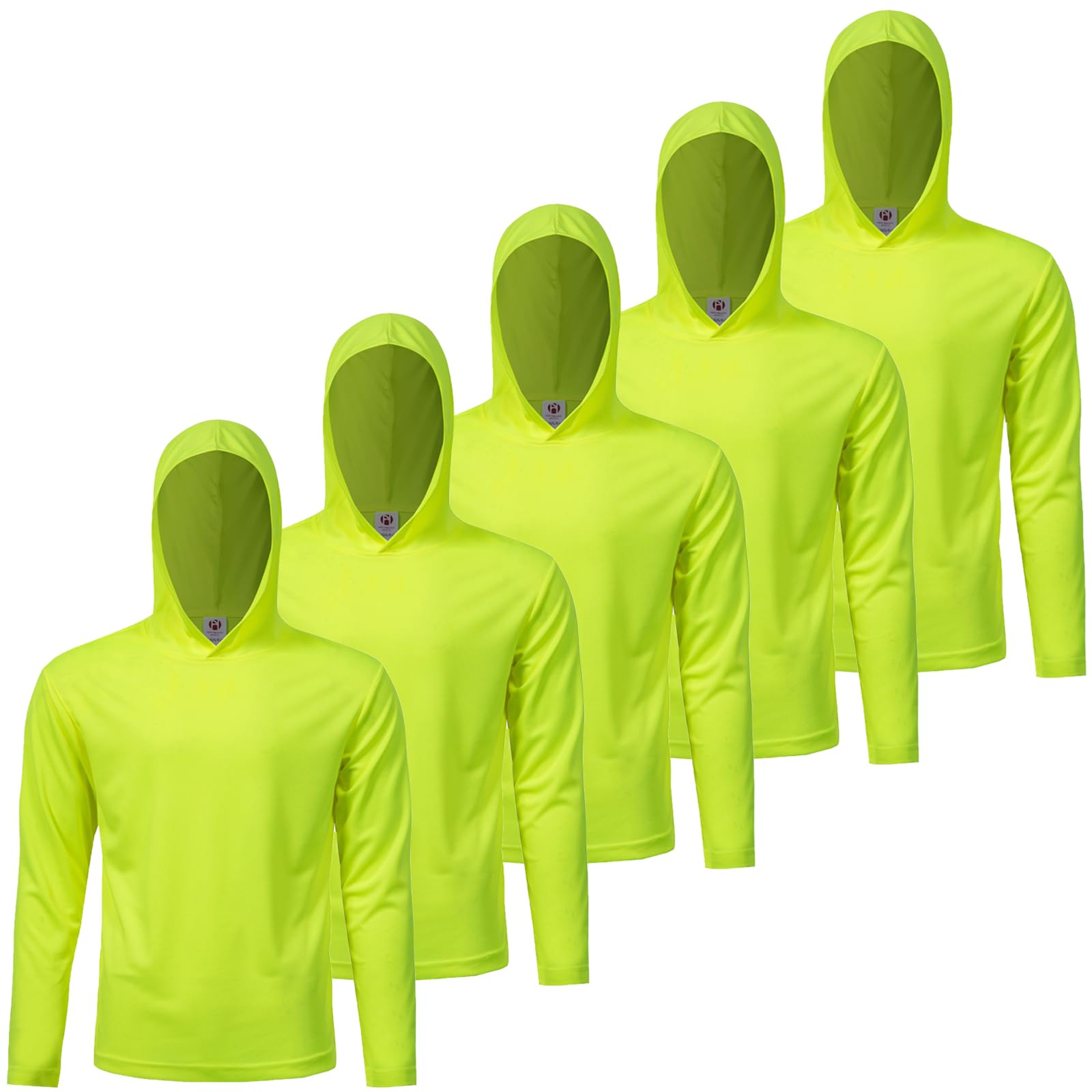 Mens Active Athletic T-Shirts Set Long Sleeve Sun Protective Quick Dry Hoodies Shirt 5 Pack
