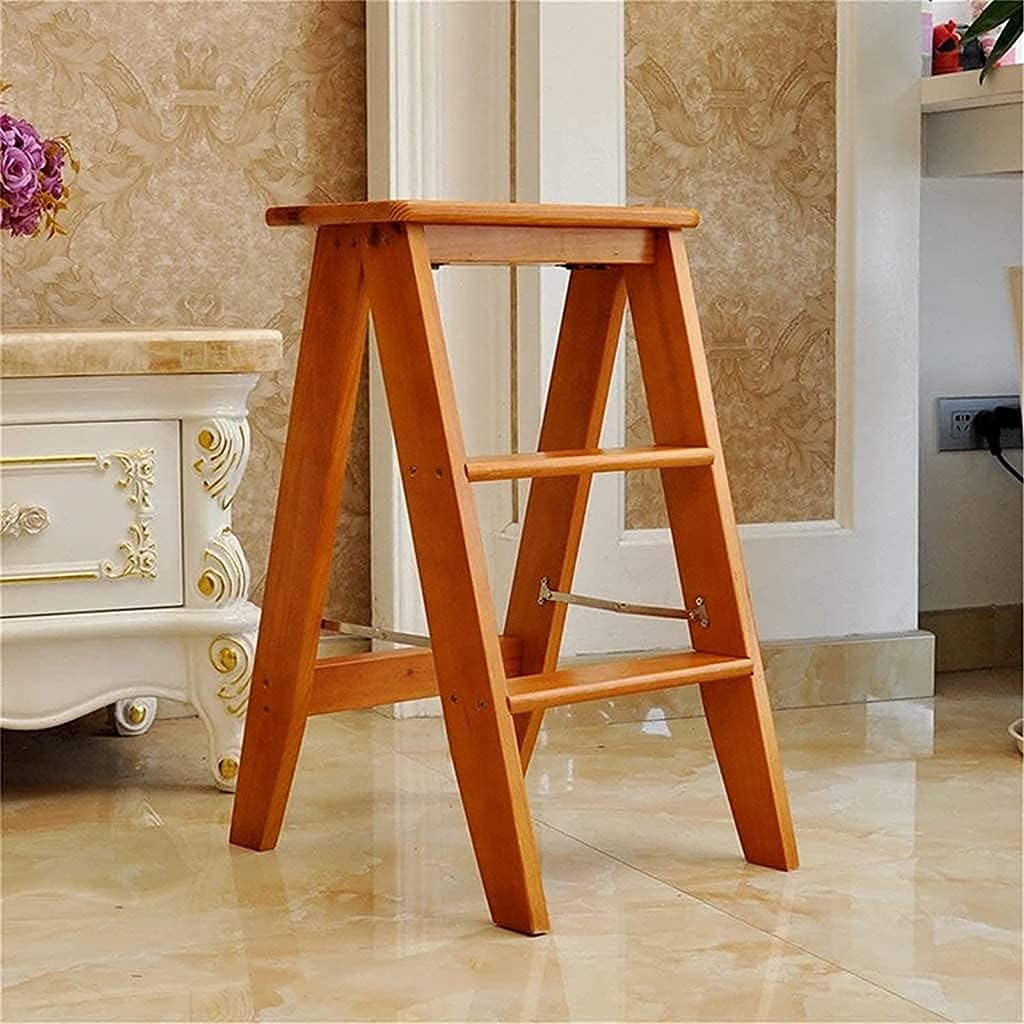 Portable Step Stool - Chairs Wooden Adult Solid Wood Folding Staircase/Multi-Functional Wooden Chair/Mobi (Green)