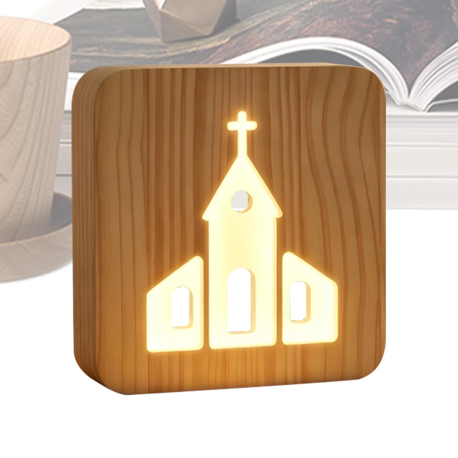 Lampki Nocne Dla Dzieci Drewniana, Urocza Dekoracja LED USB z 3 Poziomami