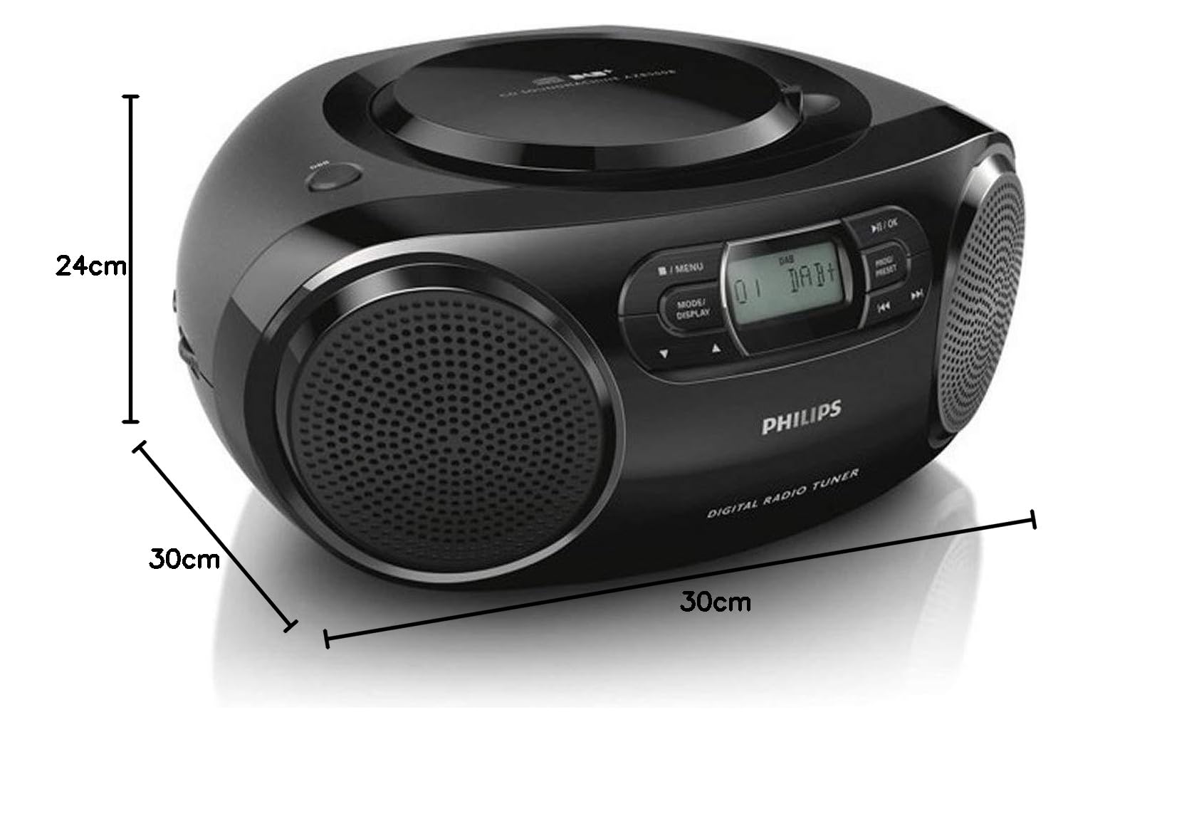 Radio Portable Philips Audio AZB500/12 Radio Dab (Dab+/UKW, Dynamic Bass Boost, Lecture CD, Fonction Shuffle/répétition, entrée Audio 3,5-mm) Noir
