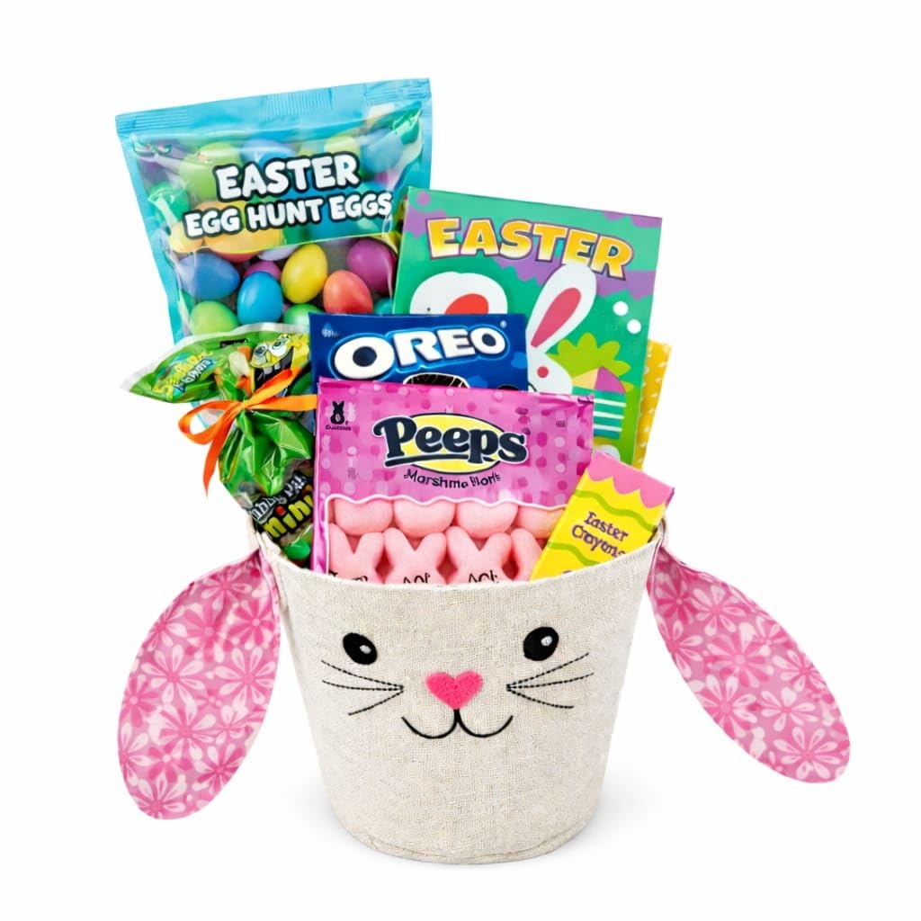 Easter Egg Hunt Pre-Filled Basket for Kids, Build Your Own Candy and Toy Combo, Chocolate Eggs, Bunny Candy, Games, Coloring Book, Ages 3-10 (Creative Play Combo)