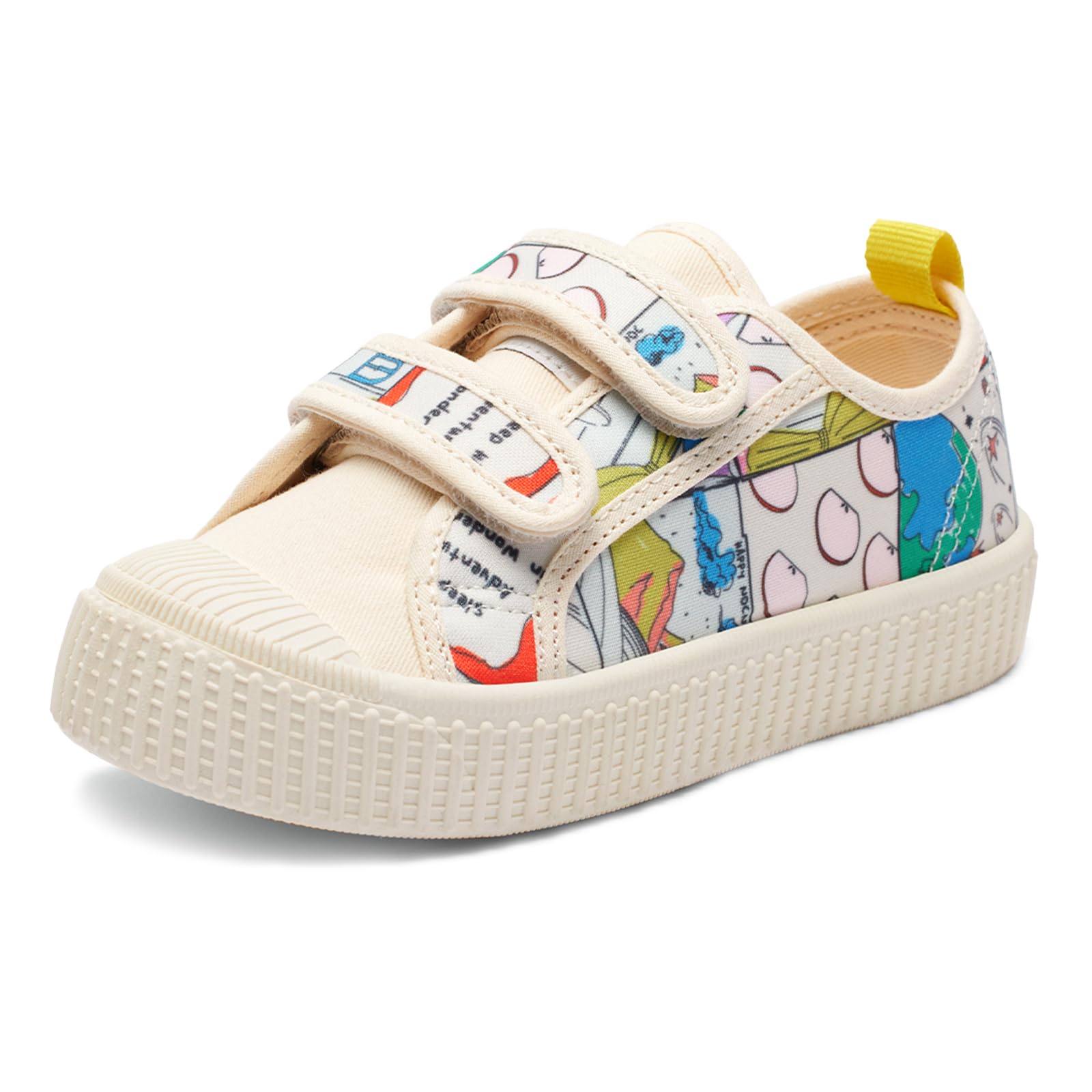 HAPPY NOCNOC Toddler Shoes for Boys & Girls, Canvas Dual Hook and Loops Sneakers with Candy-Colored Sole