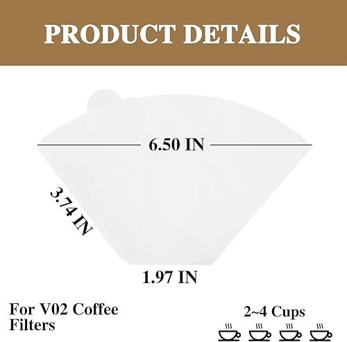 Miniatura 2 de Filtros de café de papel, 200 unidades, desechables, para café preparado a mano (blanco, grande)