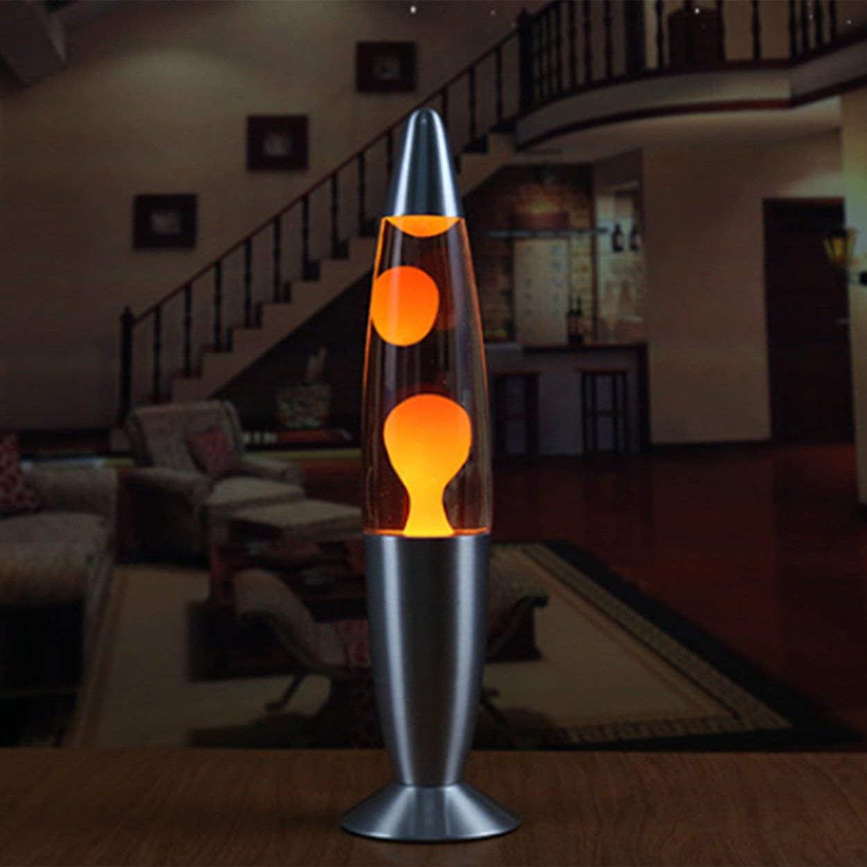 Tree-on-Life Linda lámpara de Lava con Base de Metal Cera Estilo volcán luz Nocturna Medusas luz Nocturna Resplandor incandescente lámparas de iluminación de Lava Color Naranja UE