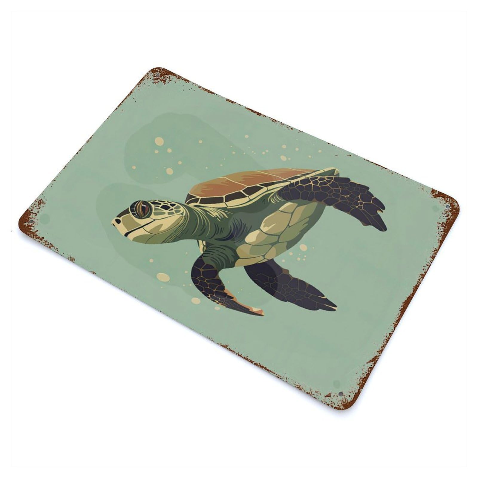 Vector Turtle Rust Effect Tin Sign 11.8"x7.9", for Bistro, Counter And Cafe Decor, Shabby Chic Decor
