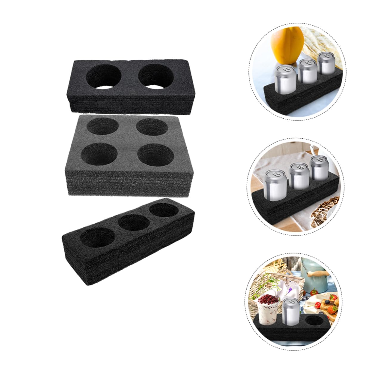 Ciieeo 2 Juegos Posavasos Para Bebidas Vaso Con Tapa Y Porta Tazas De Café Con Ganchos Móviles. Expansor De Portavasos De Coche Dispensador Algodón Perlado Black Reutilizable 3 Piezas * 2