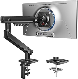 HUANUO Soporte Monitor para Pantallas de 13 a 32", Brazo Monitor MechaSpring con Inclinación/Giro/Rotación, FlowLift Pro Montaje VESA sin Herramientas, Montaje por Mordaza-C u Ojal, Carga Máx. 9 KG