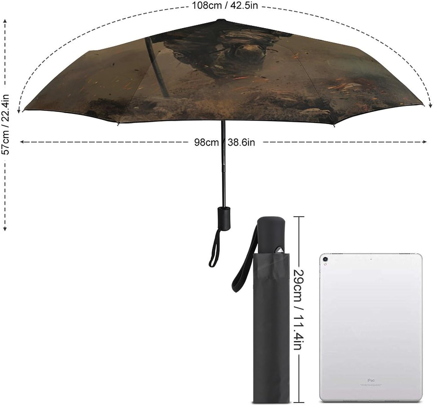 Bald Eagle Folding Umbrella Flag Vintage Independence Day Patriotic 3 Folds Auto Windproof Travel Umbrellas Strong Lightweight Umbrellas for Outdoor Sun & Rain