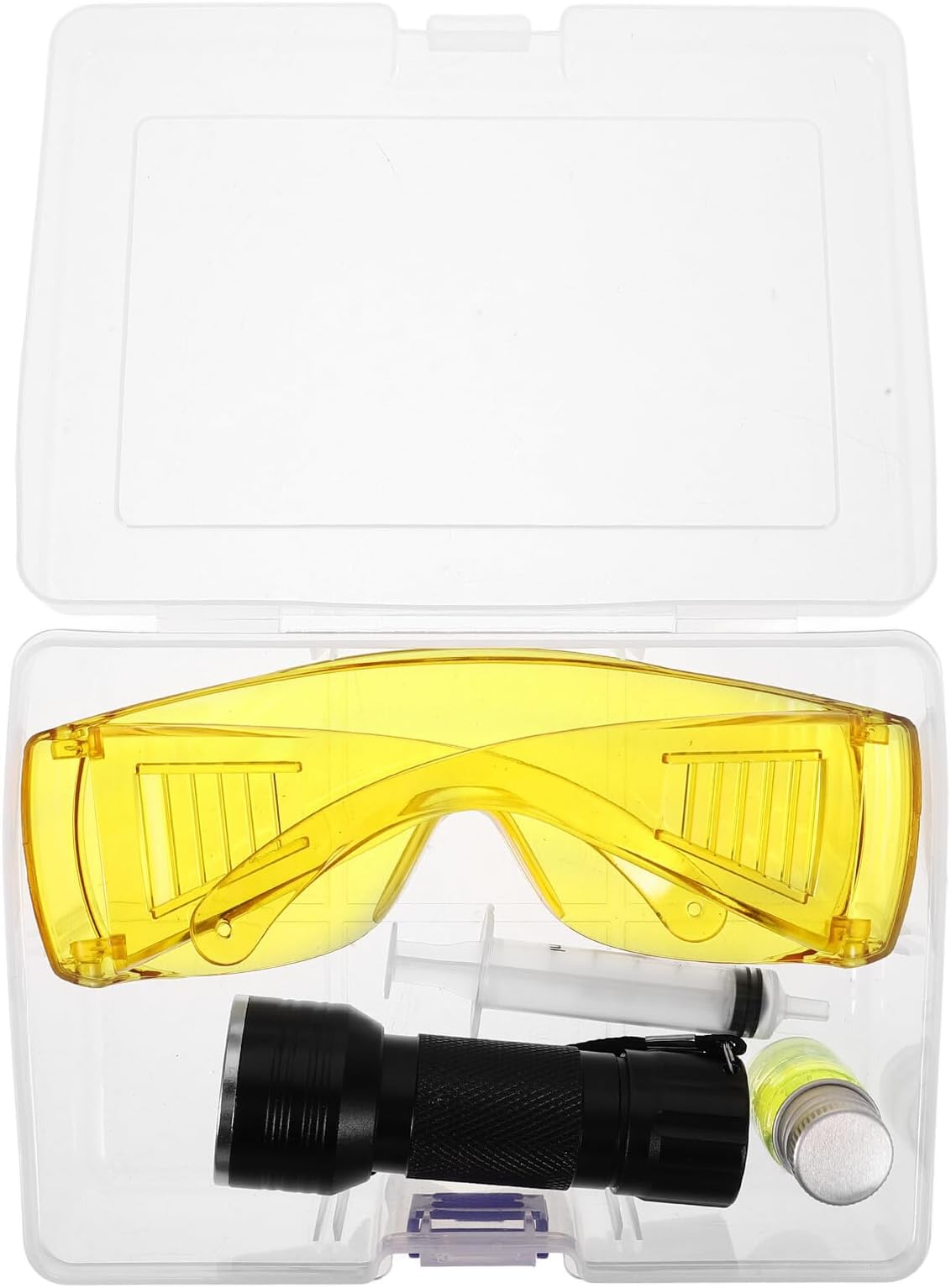 Car AC Leak Detection Kit Set Fluorescent Dye Oil Leak Detector with Flashlight Automotive Air Conditioning Water Leakage Inspection Tool for Air Conditioning Equipment Maintenance 1 Set
