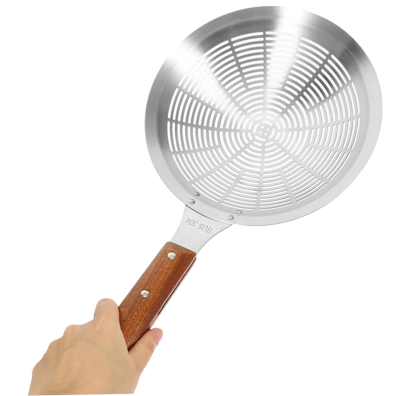 Edelstahl Sieb mit Ergonomischem Griff Große Nudelkelle zum Servieren von Pasta und Lebensmittel Glatte Oberfläche für Küche und Gastronomie