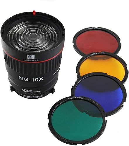 NG-10X Bowens Mount Fresnel Adaptador de enfoque de lente Fresnel Spot S-Mount Adaptador 10-40 5X más brillante para Godox sl-60w Bowens Mount