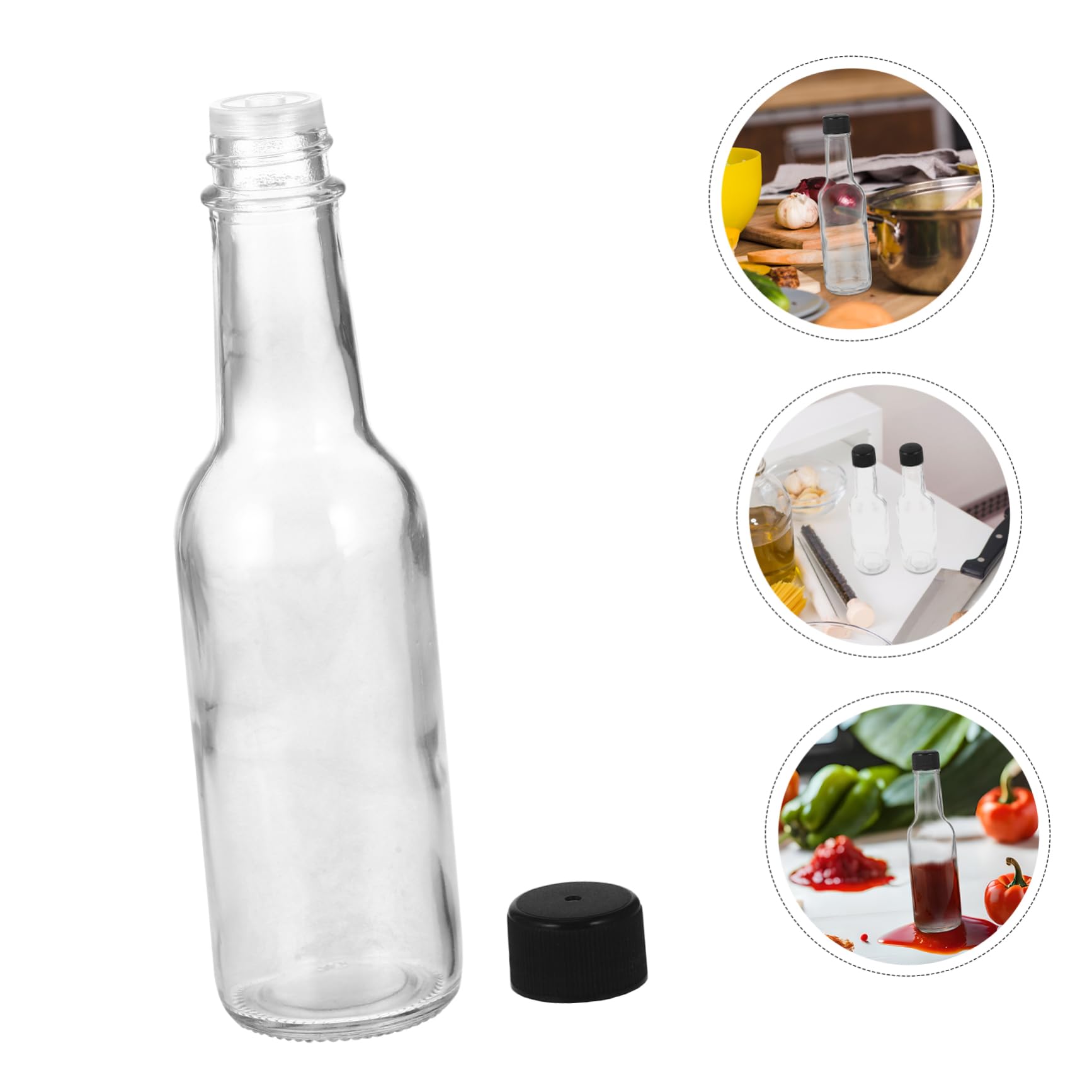 PRETYZOOM 6 Stück 150ml Glasflaschen mit Deckel für Soßen und Dressing