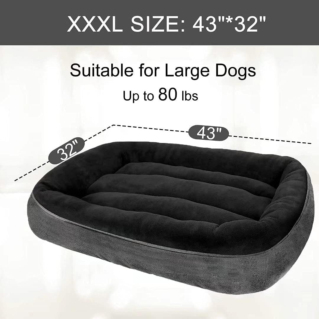 CLOUDZONE Dog Bed for Medium Dogs/Large/Small, Washable Rectangle Pet Bed Thickened Enough with Soft Coral Fleece and Non-Slip Bottom