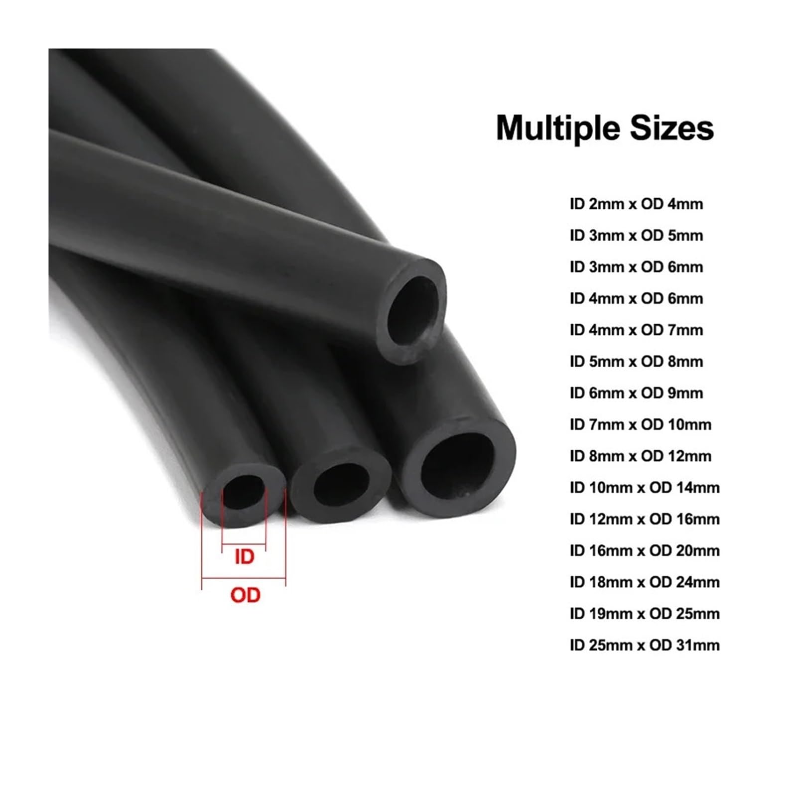 Tubo caucho flúor 2-25mm resistente calor ácidos | Resistente a ácidos, bases y altas temperaturas for fluidos químicos(10 METERS_ID 4MM X OD 7MM)