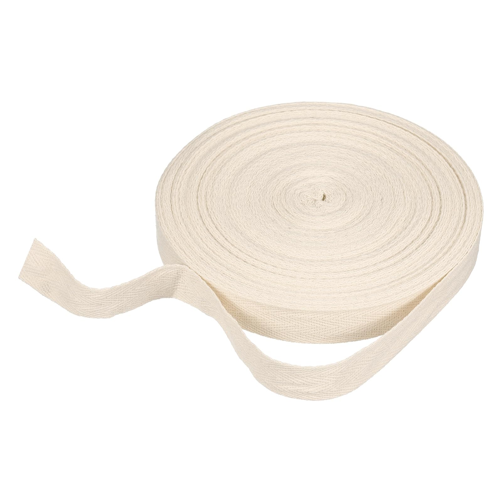 sourcing map Cotton Twill Tape Ribbon 20mm x 21 Meters Herringbone Webbing Tape Roll Bias Binding Tape for DIY Crafts Sewing Gift Wrapping, Beige