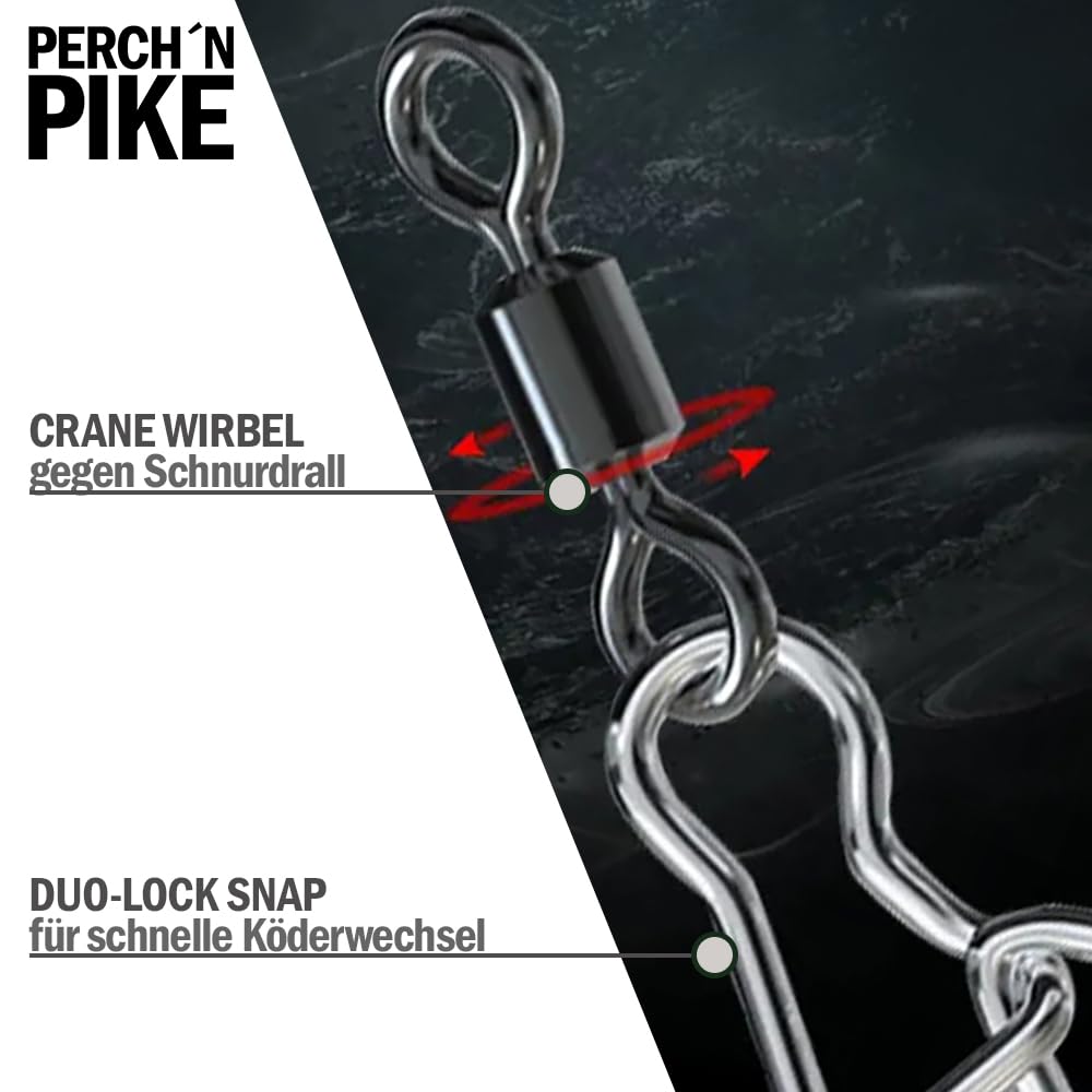 Krętlik wędkarski w zestawie z pudełkiem, Duo-Lock Snap, 8-28 kg, zestaw krętlików, 125 krętlików do spinningu, krętlik wędkarski z karabińczykiem do pstrąga, okonia, sandacza i szczupaka