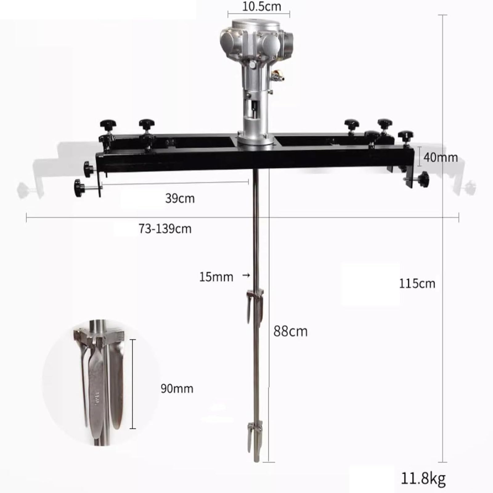 Máquina de agitación neumática de tanque, mezclador de aire IBC, hélice plegable, velocidad sin carga 0-2500 RPM, ideal para líquidos ligeramente viscosos, gran capacidad