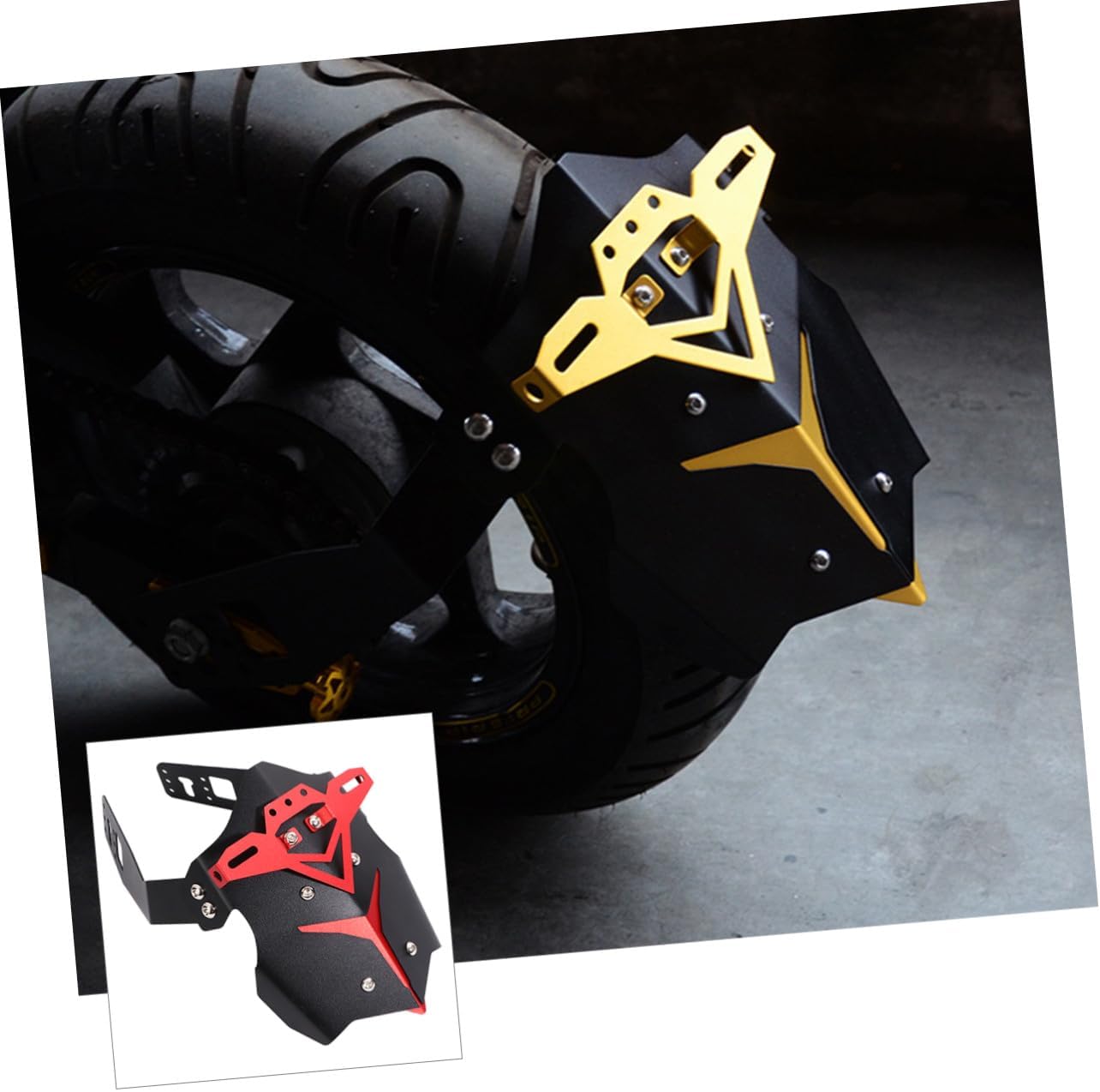 Motorcycle Rear Mudguard Aluminum Alloy Off-Road Water Splash Guard Red Sturdy Rear Fender for Motor Modification and Off-Road Riding