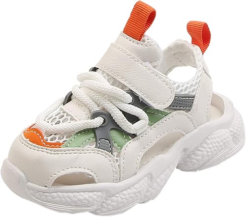 Zapatos deportivos transpirables para bebés, sandalias para niños y niñas, zapatos de malla para bebés, sandalias para niñas (naranja, 7 niño)