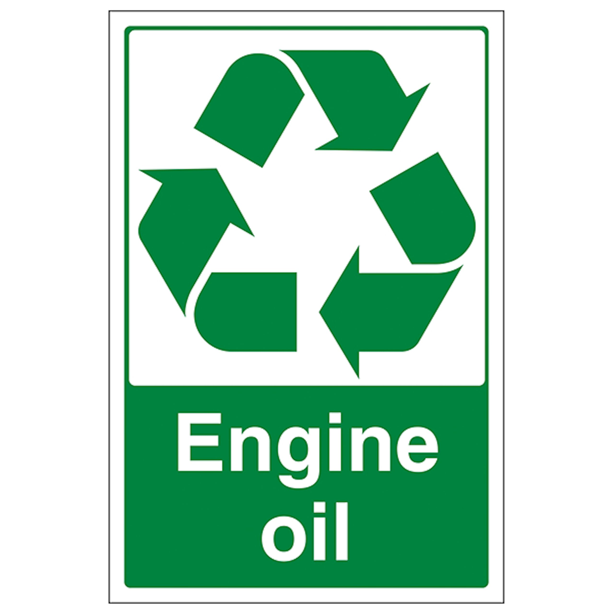 V Safety Engine Oil 300 x 400 mm - 2mm Super-Tough Rigid Plastic Safety Sign
