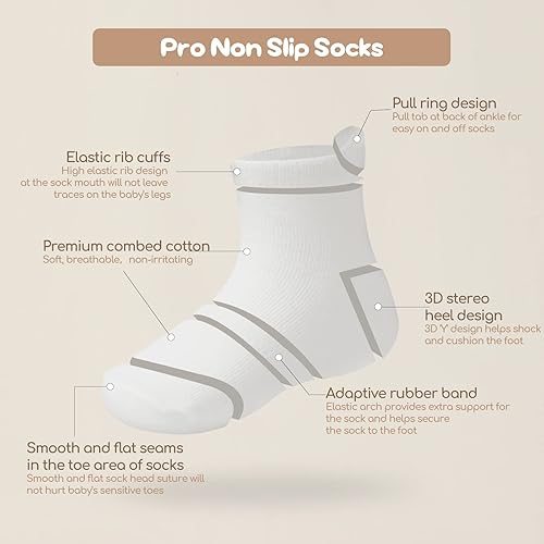 Miniatura 3 de Calcetines antideslizantes para bebé, paquete de 1012 para niños pequeños, niñas, niños, calcetines de algodón para bebés