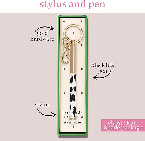 Miniatura 4 de Kate Spade New York Bolígrafo de tinta de metal con punta de lápiz capacitivo, bolígrafo de tinta negra, leopardo moderno