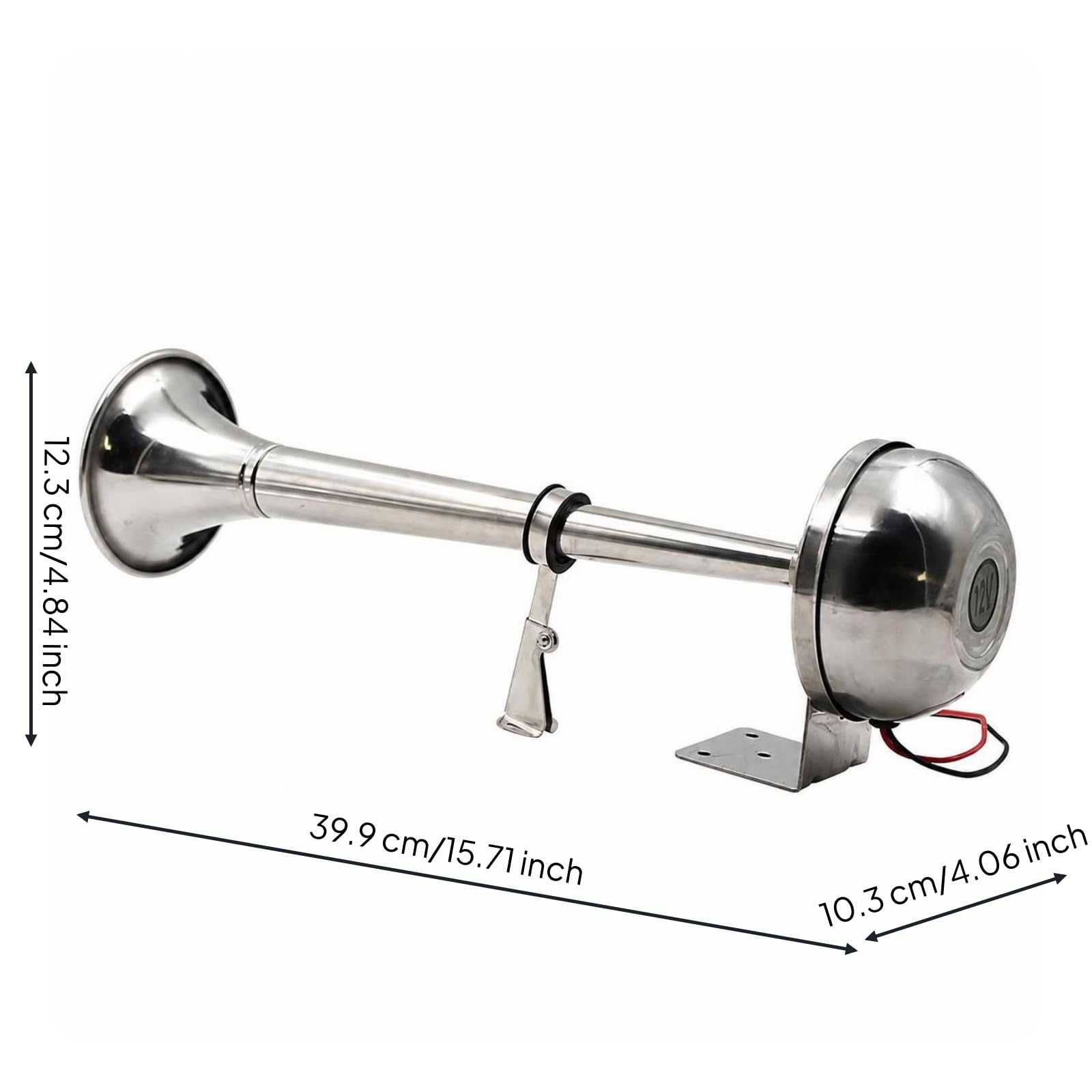 Clacson Marino Elettrico Tromba Nautica Avviso Sirena Tromba Segnalatore Allarme Costruzione Robusta in Acciaio Inox 304 Anticorrosione per Ambienti, Singolo Tubo
