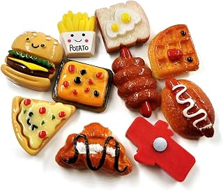 10pcs Fast Food Bread Chocolate Hamburg Pizza Resin Fridge Magnets Whiteboard Magnetic Stickers Souvenir refrigerators Magnetic Sticker Home Decor Kitchen Decoration DIY Accessories