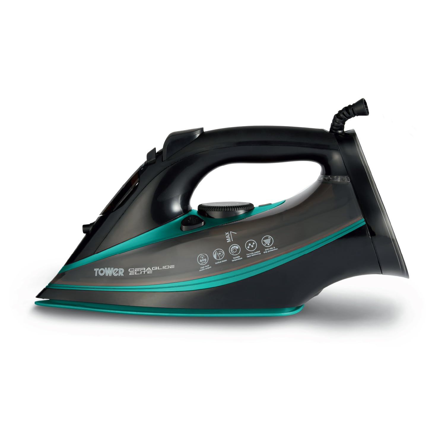Tower Ceraglide 3100W Ceramic Soleplate Iron - Teal - Variable Steam
