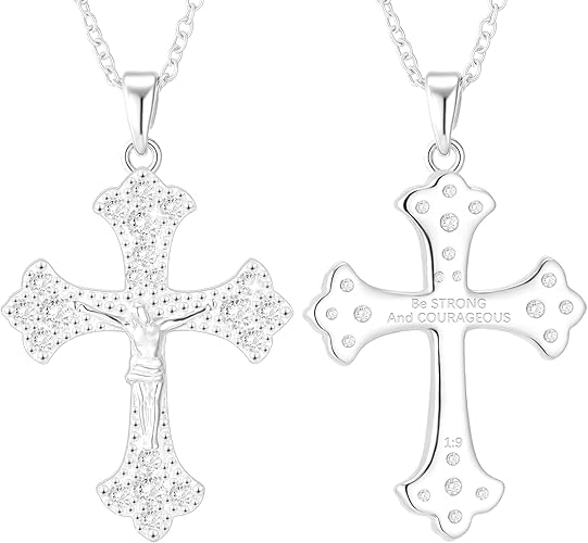 Cross Necklace for Women 18K Gold Silver Plated Jesus Cross Pendant Jewelry Birthday Gifts for Women Girls 16+3 Inches