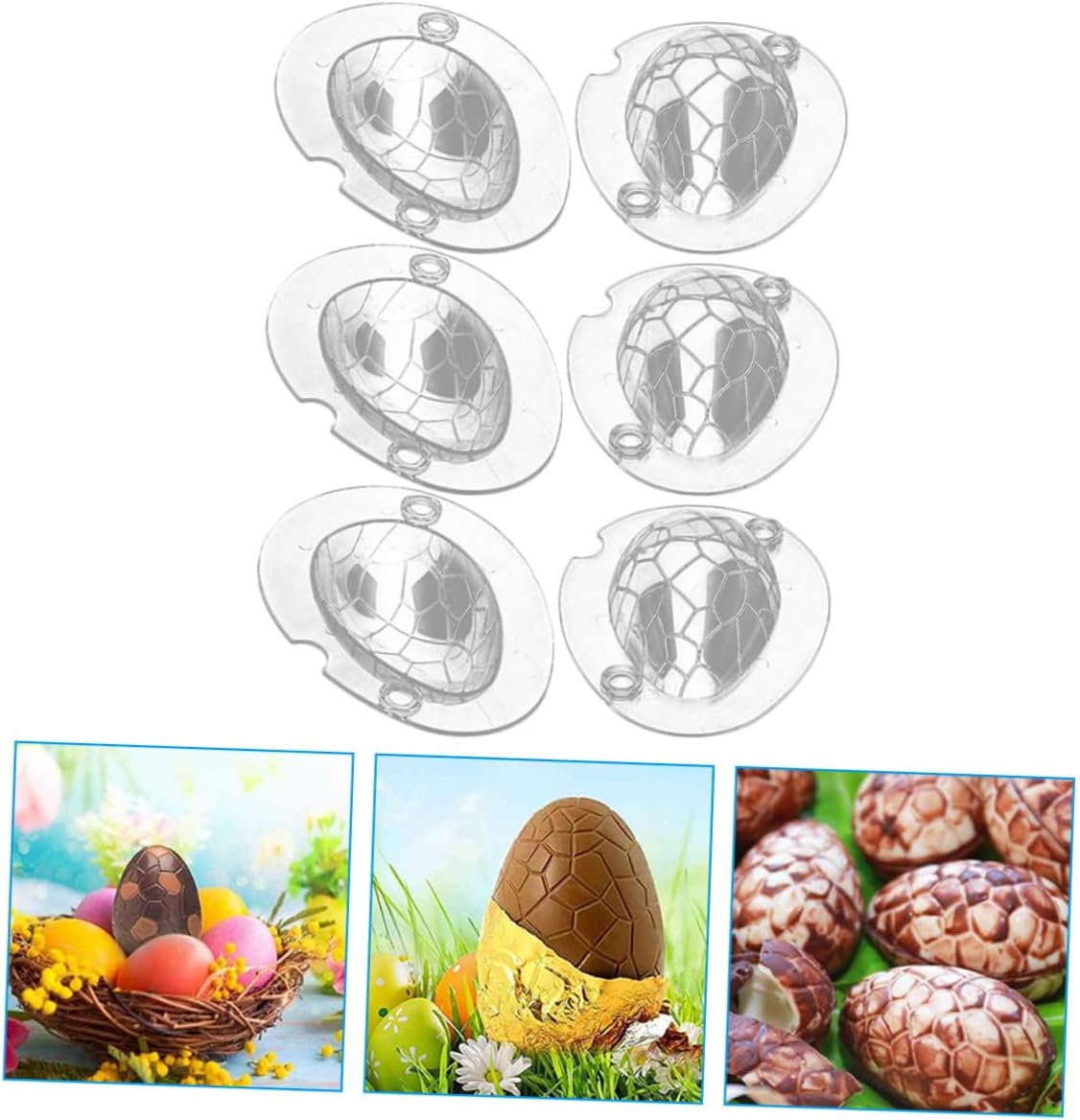 3 Sets Dinosaur Egg Chocolate Mold Fondant Mold Easter Egg DIY for Cookie Candy Decoration Spring Party Kitchen Supplies