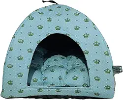 Cama Pet 2x1 Casinha Cabana Toca Iglu Almofada Cães Gato M coroa:verde