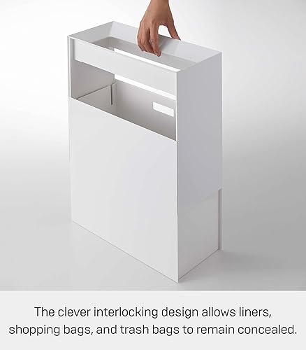 Miniatura 4 de Yamazaki Bote de basura para el hogar, moderno, con asa, para cocina, dormitorio, baño, oficina, plástico, tamaño único, color blanco